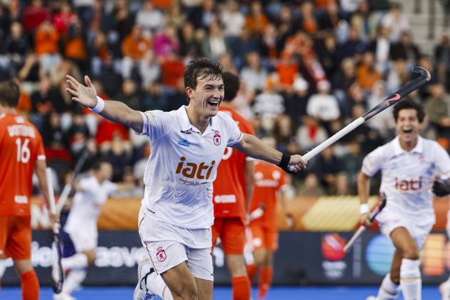 AMSTELVEEN - JosÃ Basterra of Spain celebrates scoring the 3-1 during the Hockey World Cup semi-final between the Netherlands and Spain at the Wagener Stadium. BAS CZERWINSKI ANP xVIxANPxSportx xxANPxIVx 566445760 originalFilename: 566445760.jpg