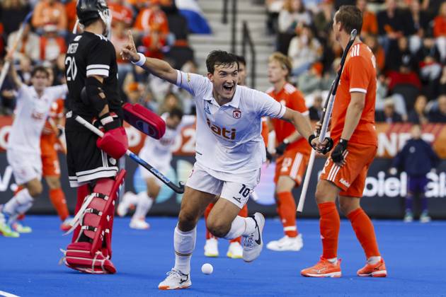 AMSTELVEEN - JosÃ Basterra of Spain celebrates scoring the 3-1 during the Hockey World Cup semi-final between the Netherlands and Spain at the Wagener Stadium. BAS CZERWINSKI ANP xVIxANPxSportx xxANPxIVx 566445777 originalFilename: 566445777.jpg