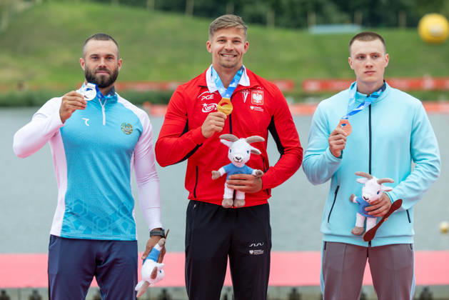 ICF Canoe Sprint and Paracanoe World Championships Artur Guliev, Oleksii Koliadych, Andrei Zholabau during ICF Canoe Sprint and Paracanoe World Championships in Poznan, Poland, on August 28, 2026 Poznan Poland  Copyright: xFotoxOlimpikx originalFilename:jastrzebowski-icfcanoe260826_npxjA.jpg