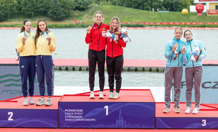 ICF Canoe Sprint and Paracanoe World Championships Liudmyla Luzan, Anastasiia Rybachok, Maike Jakob, Carlotta Loske, Anhelina Bardanouskaya, Inna Nedelkina during ICF Canoe Sprint and Paracanoe World Championships in Poznan, Poland, on August 28, 2026 Poznan Poland  Copyright: xFotoxOlimpikx originalFilename:jastrzebowski-icfcanoe260826_npzAj.jpg