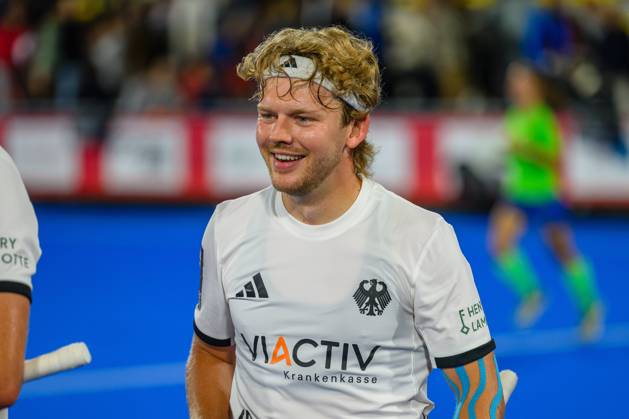 Wavre, 28-08-2026, Belfius Hockey Arena, FIH Hockey World Cup 2026 Men, 2026. Thies Prinz celebrating the victory of the game Germany - Argentina (men). Germany - Argentina (men)  x206154927x Copyright: