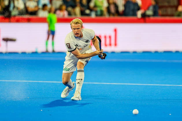 Feldhockey, FIH Hockey World Cup 2026 men, Deutschland vs. Argentinien Tom Grambusch (C) (GER 15) beim Abschlag Wavre Belfius Hockey Arena Belgien Copyright: xSusannexBreithauptx
