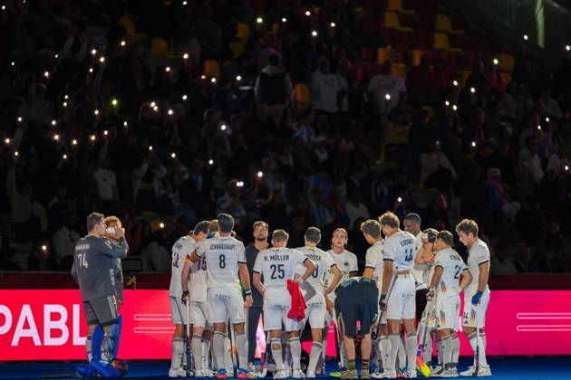 Wavre, 28-08-2026, Belfius Hockey Arena, FIH Hockey World Cup 2026 Men, 2026. Team Germany during the break of the game Germany - Argentina (men). Germany - Argentina (men)  x206155033x Copyright:
