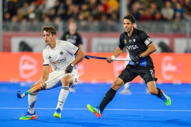 Wavre, 28-08-2026, Belfius Hockey Arena, FIH Hockey World Cup 2026 Men, 2026. Hugo von Montgelas and Matias Rey during the game Germany - Argentina (men). Germany - Argentina (men)  x206155035x Copyright: