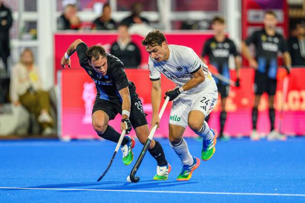 Wavre, 28-08-2026, Belfius Hockey Arena, FIH Hockey World Cup 2026 Men, 2026. Thomas Habif and Erik Kleinlein during the game Germany - Argentina (men). Germany - Argentina (men)  x206155310x Copyright:
