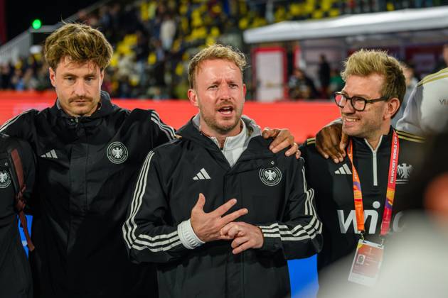 Wavre, 28-08-2026, Belfius Hockey Arena, FIH Hockey World Cup 2026 Men, 2026. AndrÃ Henning talking to the team after the game Germany - Argentina (men). Germany - Argentina (men)  x206155498x Copyright: