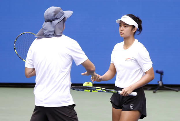 Alexandra Eala of the Philippines practices on Louis Armstrong Stadium at the 2026 US Open Tennis Championship at the USTA Billie Jean King National Tennis Center in New York City on Friday, August 28, 2026.  NYP20260828156 JOHNxANGELILLO