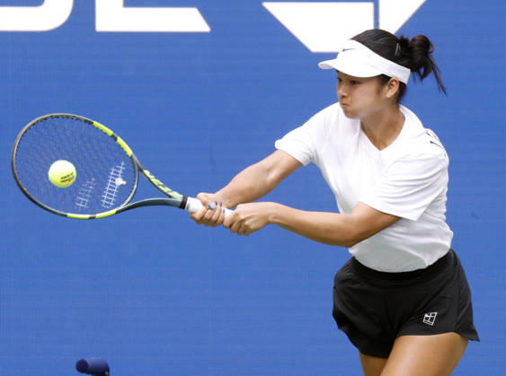 Alexandra Eala of the Philippines practices on Louis Armstrong Stadium at the 2026 US Open Tennis Championship at the USTA Billie Jean King National Tennis Center in New York City on Friday, August 28, 2026.  NYP20260828153 JOHNxANGELILLO
