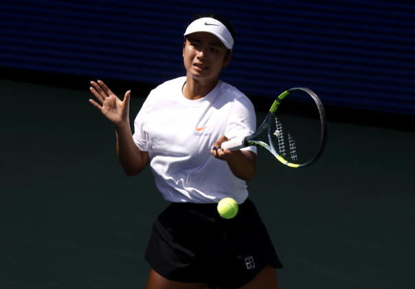 Alexandra Eala of the Philippines practices on Louis Armstrong Stadium at the 2026 US Open Tennis Championship at the USTA Billie Jean King National Tennis Center in New York City on Friday, August 28, 2026.  NYP20260828155 JOHNxANGELILLO