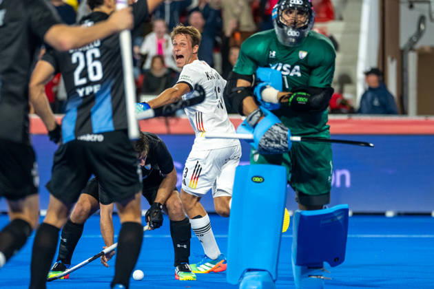 FIH Hockey World Cup 2026 - Men s Semi-Final - Germany v Argentina 2-0 Wavre, Belgien, 28 August 2026: Jubel Paul-Philipp Kaufmann, 13, Germany during the men s semi-final between Germany and Argentina at the FIH Hockey World Cup Belgium & Netherlands 2026 at Belfius Hockey Arena in Wavre, Belgium. Photo: Axel Kaste AK Photography. Wavre Belfius Hockey Arena Walloon Brabant Belgium