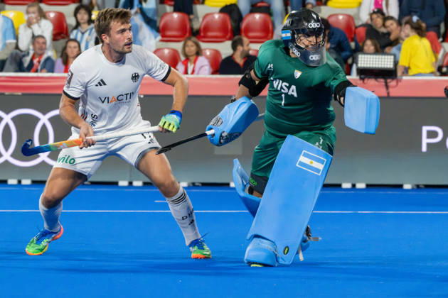 FIH Hockey World Cup 2026 - Men s Semi-Final - Germany v Argentina 2-0 Wavre, Belgien, 28 August 2026: Justus Weigand, 19, Germany during the men s semi-final between Germany and Argentina at the FIH Hockey World Cup Belgium & Netherlands 2026 at Belfius Hockey Arena in Wavre, Belgium. Photo: Axel Kaste AK Photography. Wavre Belfius Hockey Arena Walloon Brabant Belgium