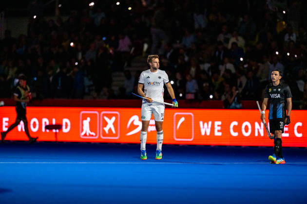 FIH Hockey World Cup 2026 - Men s Semi-Final - Germany v Argentina 2-0 Wavre, Belgien, 28 August 2026: Justus Weigand, 19, Germany during the men s semi-final between Germany and Argentina at the FIH Hockey World Cup Belgium & Netherlands 2026 at Belfius Hockey Arena in Wavre, Belgium. Photo: Axel Kaste AK Photography. Wavre Belfius Hockey Arena Walloon Brabant Belgium