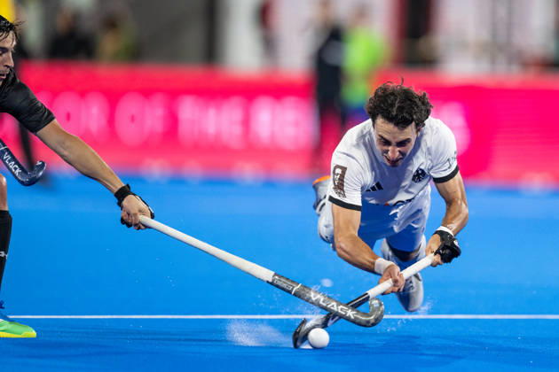 FIH Hockey World Cup 2026 - Men s Semi-Final - Germany v Argentina 2-0 Wavre, Belgien, 28 August 2026: Teo Hinrichs, 14, Germany during the men s semi-final between Germany and Argentina at the FIH Hockey World Cup Belgium & Netherlands 2026 at Belfius Hockey Arena in Wavre, Belgium. Photo: Axel Kaste AK Photography. Wavre Belfius Hockey Arena Walloon Brabant Belgium