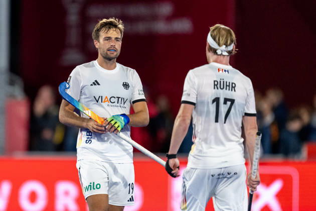 FIH Hockey World Cup 2026 - Men s Semi-Final - Germany v Argentina 2-0 Wavre, Belgien, 28 August 2026: Justus Weigand, 19, Germany Christopher Rühr, 17, Germany during the men s semi-final between Germany and Argentina at the FIH Hockey World Cup Belgium & Netherlands 2026 at Belfius Hockey Arena in Wavre, Belgium. Photo: Axel Kaste AK Photography. Wavre Belfius Hockey Arena Walloon Brabant Belgium