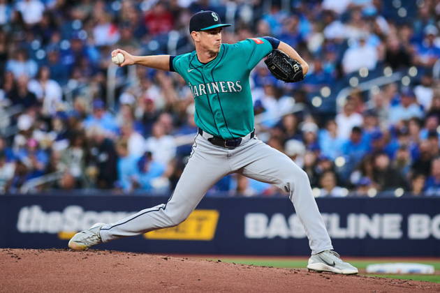 August 28, 2026, Toronto, On, Canada: Seattle Mariners pitcher Emerson Hancock (26) works against the Toronto Blue Jays during first inning MLB, Baseball Herren, USA baseball action in Toronto, on Friday, Aug. 28, 2026. Canada News - August 28, 2026 - ZUMAc35_ 20260828_zaf_c35_068 Copyright: xSammyxKoganx