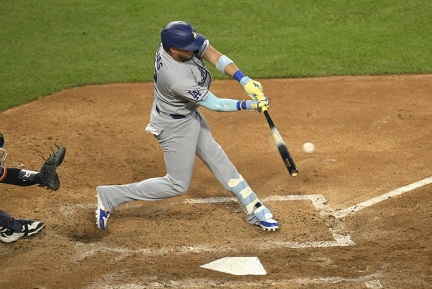 Aug 28, 2026; Detroit, Michigan, USA; Los Angeles Dodgers Alek Thomas (9) at Comerica Park. Mandatory Credit: -Cal Media MLB, Baseball Herren, USA 2026: Dodgers Vs Tigers AUG 28  - ZUMAc04_ 20260828_zma_c04_016 Copyright: xAllanxDranbergx