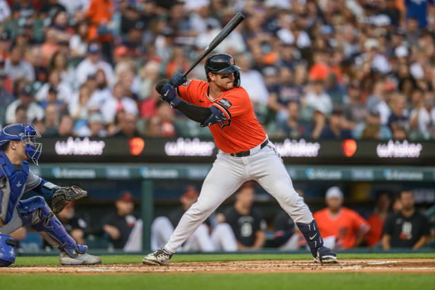 Aug 28, 2026; Detroit, Michigan, USA; Detroit Tigers Dillon Dingler (13) at the plate at Comerica Park. Mandatory Credit: -Cal Media MLB, Baseball Herren, USA 2026: Dodgers Vs Tigers AUG 28  - ZUMAc04_ 20260828_zma_c04_020 Copyright: xAllanxDranbergx