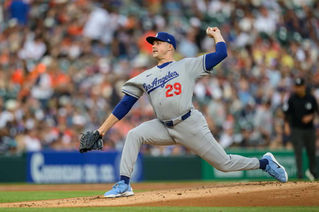 Aug 28, 2026; Detroit, Michigan, USA; Los Angeles Dodgers Tarik Skubal (29) on the mound in the first inning at Comerica Park. Mandatory Credit: -Cal Media MLB, Baseball Herren, USA 2026: Dodgers Vs Tigers AUG 28  - ZUMAc04_ 20260828_zma_c04_022 Copyright: xAllanxDranbergx