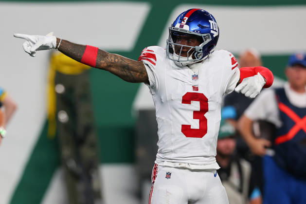 EAST RUTHERFORD, NJ - AUGUST 28: Odell Beckham Jr. 3 of the New York Giants reacts after making a catch during the NFL, American Football Herren, USA Pre-season game against the New York Jets on August 28, 2026 at MetLife Stadium in East Rutherford, New Jersey. (Photo by Rich Graessle Icon Sportswire) NFL: AUG 28 Giants at Jets EDITORIAL USE ONLY Icon26082831170