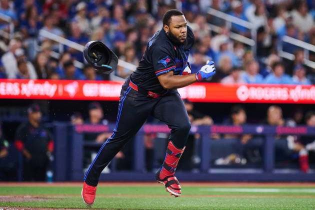 August 28, 2026, Toronto, On, Canada: Toronto Blue Jays Vladimir Guerrero Jr. (27) grounds out during fifth inning MLB, Baseball Herren, USA baseball action against the Seattle Mariners in Toronto, on Friday, Aug. 28, 2026. Canada News - August 28, 2026 - ZUMAc35_ 20260828_zaf_c35_104 Copyright: xSammyxKoganx
