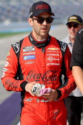 DAYTONA BEACH, FL - AUGUST 28: Daniel Suarez ( 7 Spire Motorsports Cal Coke Zero Sugar Chevrolet) during qualifying for the NASCAR, Motorsport, USA Cup Series Coke Zero Sugar 400 on August 28, 2026 at Daytona International Speedway in Daytona Beach, FL (Photo by Malcolm Hope Icon Sportswire) AUTO: AUG 28 NASCAR Cup Series Coke Zero Sugar 400 EDITORIAL USE ONLY Icon260828022400