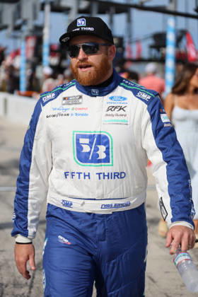DAYTONA BEACH, FL - AUGUST 28: Chris Buescher ( 17 RFK Racing Fifth Third Bank Ford) walks on pit road before qualifying for the NASCAR, Motorsport, USA Cup Series Coke Zero Sugar 400 on August 28, 2026 at Daytona International Speedway in Daytona Beach, FL. (Photo by Michael Bush Icon Sportswire) AUTO: AUG 28 NASCAR Cup Series Coke Zero Sugar 400 EDITORIAL USE ONLY Icon260828033400