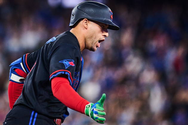August 28, 2026, Toronto, On, Canada: Toronto Blue Jays George Springer (4) reacts as he rounds the bases after hitting a solo home run during fifth inning MLB, Baseball Herren, USA baseball action against the Seattle Mariners in Toronto, on Friday, Aug. 28, 2026. BBO-Mariners-Blue-Jays 20260828  - ZUMAc35_ 20260828_zaf_c35_112 Copyright: xSammyxKoganx