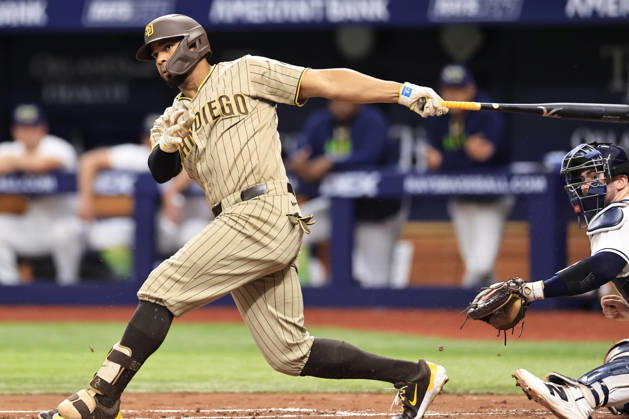 August 28, 2026, St. Petersburg, Florida, USA: San Diego Padres shortstop Xander Bogaerts (2) grounds out to Tampa Bay Rays third baseman Junior Caminero (13) during an MLB, Baseball Herren, USA game on August 28, 2026 at Tropicana Field. The Rays beat the Padres 9-4. St. Petersburg USA - ZUMAh180 20260828_zsp_h180_020 Copyright: xKimxHukarix