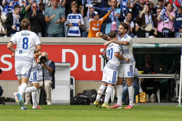 29.08.2026, GER, Fussball, Herren, 3. Liga, Saison 2026 2027, MSV Duisburg - FC Würzburger Kickers Lex-Tyger Lobinger (Duisburg) Torjubel, jubelt nach seinem Treffer zum 1:0 Duisburg schauinsland-reisen-Arena Nordrhein-Westfalen Deutschland Copyright: xAdrianxSchlüterx
