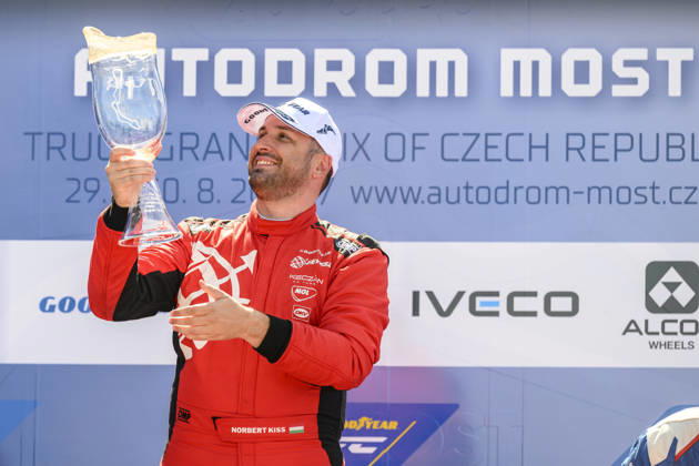 Czech Truck Prix, European circuit truck championship, took place place in Most, Czech Republic, on August 29, 2026. Norbert Kiss from Hungary, winner of the first race of the first competition day. (CTKxPhoto OndrejxHajek) CTKPhotoP2026082903558  CTKPhotoP2026082903558