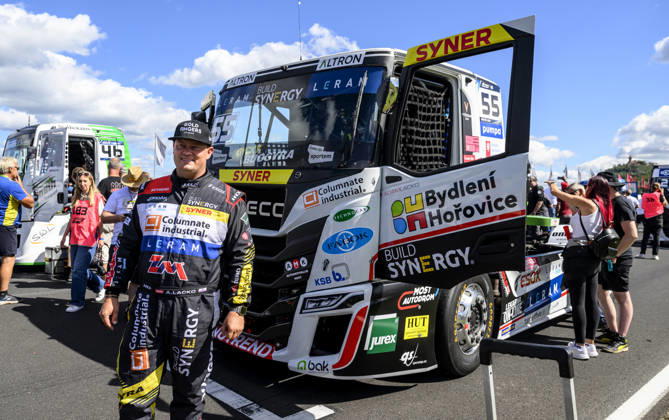 Czech Truck Prix, European circuit truck championship, took place place in Most, Czech Republic, on August 29, 2026. Adam Lacko from the Czech Republic before the start of the first race of the first competition day. (CTKxPhoto OndrejxHajek) CTKPhotoP2026082903594  CTKPhotoP2026082903594