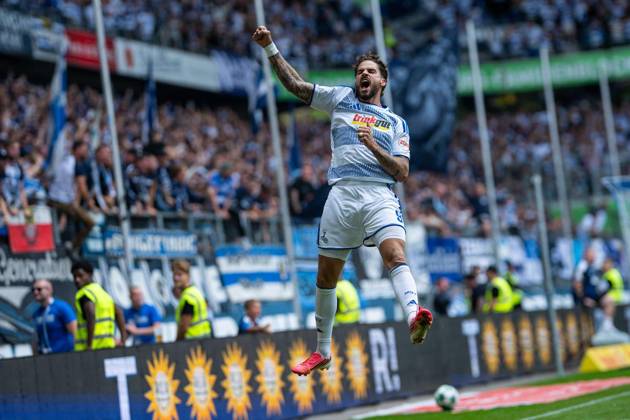 3.Liga MSV Duisburg - Würzburger Kickers ** NUR FÜR REDAKTIONELLE ZWECKE ** EDITORIAL USE ONLY **<p>Fußball 3.Liga MSV Duisburg - Würzburger Kickers am 29.08.26 in der Schauinsland-Reisen Arena in Duisburg Torjubel zum 1:0 durch Lex Tyger Lobinger ( Duisburg ) Duisburg Copyright: JakobxKlos