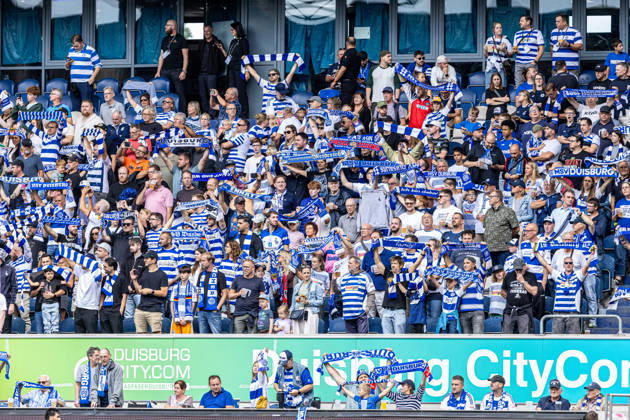 3.Liga 3.Spieltag: MSV Duisburg - FC Würzburger Kickers; 29.08.2026 Fans von MSV Duisburg im Zuschauerbereich. 3.Liga 3.Spieltag: MSV Duisburg - FC Würzburger Kickers; Schauinsland-Reisen-Arena, Duisburg, 29.08.2026 DFB regulations prohibit any use of photographs as image sequences and or quasi video. Copyright: xBEAUTIFULxSPORTS Buriakovx