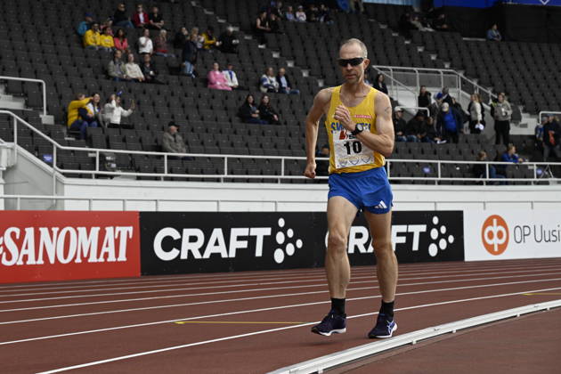 HELSINGFORS, FINLAND 20240829 Christer Svensson i herrarnas 10.000 metger gang under Finnkampen i friidrott mellan Finland och Sverige pa Olympiastadion i Helsingfors. Helsingfors FINLAND x10350x