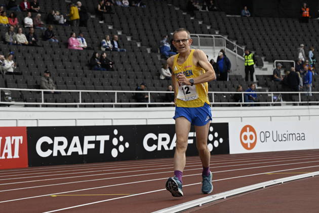 HELSINGFORS, FINLAND 20240829 Birger Fält i herrarnas 10.000 metger gang under Finnkampen i friidrott mellan Finland och Sverige pa Olympiastadion i Helsingfors. Helsingfors FINLAND x10350x