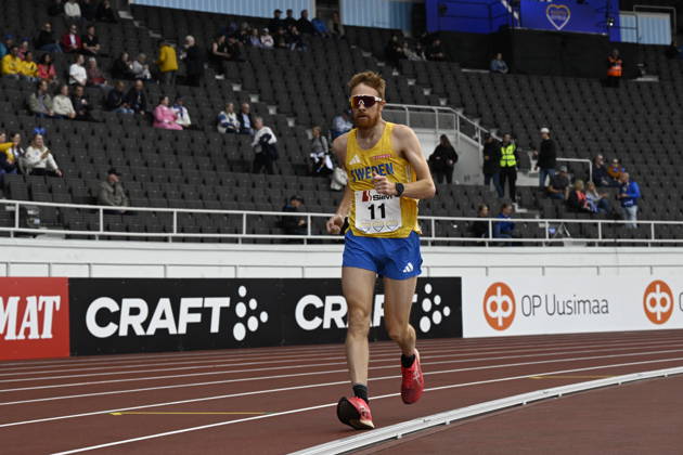 HELSINGFORS, FINLAND 20240829 Anatole Alm Ibanez i herrarnas 10.000 metger gang under Finnkampen i friidrott mellan Finland och Sverige pa Olympiastadion i Helsingfors. Helsingfors FINLAND x10350x