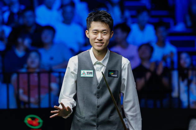 (260829) -- WUHAN, Aug. 29, 2026 -- Chang Bingyu reacts during the final match between Zhao Xintong of China and Chang Bingyu of China at Wuhan Open 2026 snooker tournament in Wuhan, central China s Hubei Province, Aug. 29, 2026. ) (SP)CHINA-SNOOKER-WUHAN OPEN (CN) WuxZhizun 