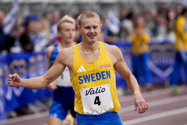 260829 Carl Bengtström of Sweden competes in men™s 400m hurdles during day 1 of the athletics gala Finnkampen on August 29, 2026 in Helsinki. Photo: Kalle Parkkinen BILDBYRAN COP 18 XY0124 friidrott athletics friidrett finnkampen day 1 bbeng dag 1 Copyright: KALLExPARKKINEN BB260829BB679