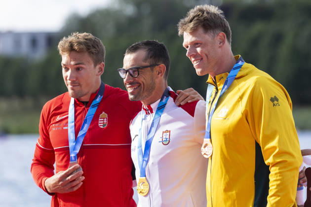 ICF Canoe Sprint and Paracanoe World Championships Balint Kopasz, Fernando Pimenta, Thomas Green during ICF Canoe Sprint and Paracanoe World Championships 2026 in Poznan,Poland on August 29, 2026 Poznan Poland  Copyright: xAndrzejxIwanczukx originalFilename:iwanczuk-icfcanoe260829_npENj.jpg