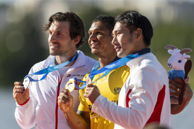ICF Canoe Sprint and Paracanoe World Championships Martin Fuksa, Isaquias Guimares Queiroz, Bowen Ji during ICF Canoe Sprint and Paracanoe World Championships 2026 in Poznan,Poland on August 29, 2026 Poznan Poland  Copyright: xAndrzejxIwanczukx originalFilename:iwanczuk-icfcanoe260829_npiJh.jpg