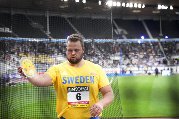 260829 Daniel Stahl of Sweden competes in men™s discus throw during day 1 of the athletics gala Finnkampen on August 29, 2026 in Helsinki. Photo: Kalle Parkkinen BILDBYRAN COP 18 XY0124 friidrott athletics friidrett finnkampen day 1 bbeng dag 1 Copyright: KALLExPARKKINEN BB260829BB769