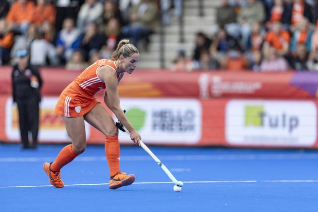 AMSTELVEEN - Pien Sanders of the Netherlands during the shootouts of the Hockey World Cup final between the Netherlands and Argentina at the Wagener Stadium. SEM VAN DER WAL ANP xVIxANPxSportx xxANPxIVx 566515203 originalFilename: 566515203.jpg