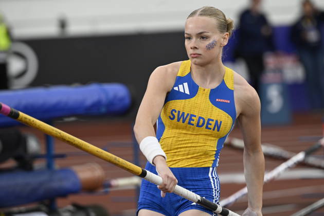 HELSINGFORS, FINLAND 20240829 Sveriges Kajsa Roth i damernas stav under Finnkampen i friidrott mellan Finland och Sverige pa Olympiastadion i Helsingfors. Helsingfors FINLAND x10350x