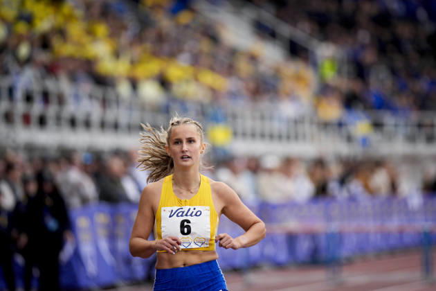 260829 Smilla Szalkai of Sweden competes in women™s 10 000m during day 1 of the athletics gala Finnkampen on August 29, 2026 in Helsinki. Photo: Kalle Parkkinen BILDBYRAN COP 18 XY0124 friidrott athletics friidrett finnkampen day 1 bbeng dag 1 Copyright: KALLExPARKKINEN BB260829BB877