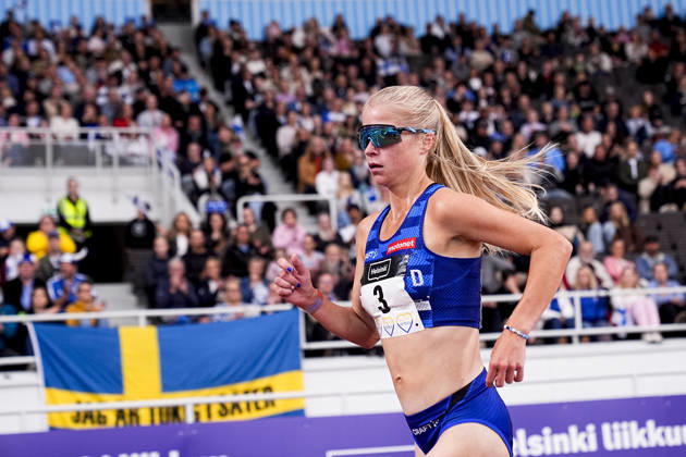 260829 Alica Vainio of Finland competes in women™s 10 000m during day 1 of the athletics gala Finnkampen on August 29, 2026 in Helsinki. Photo: Kalle Parkkinen BILDBYRAN COP 18 XY0124 friidrott athletics friidrett finnkampen day 1 bbeng dag 1 Copyright: KALLExPARKKINEN BB260829BB903