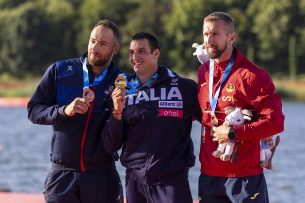 ICF Canoe Sprint and Paracanoe World Championships Marko, Dragosavljevic Andrea Domenico Di Liberto, Carlos Arevalo during ICF Canoe Sprint and Paracanoe World Championships 2026 in Poznan,Poland on August 29, 2026 Poznan Poland  Copyright: xAndrzejxIwanczukx originalFilename:iwanczuk-icfcanoe260829_nph8h.jpg