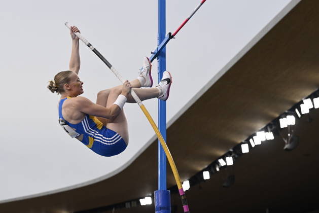 HELSINGFORS, FINLAND 20240829 Sveriges Kajsa Roth i damernas stav under Finnkampen i friidrott mellan Finland och Sverige pa Olympiastadion i Helsingfors. Helsingfors FINLAND x10350x