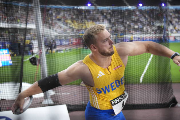 260829 Jesper Ahlin of Sweden competes in men™s discus throw during day 1 of the athletics gala Finnkampen on August 29, 2026 in Helsinki. Photo: Kalle Parkkinen BILDBYRAN COP 18 XY0124 friidrott athletics friidrett finnkampen day 1 bbeng dag 1 Copyright: KALLExPARKKINEN BB260829BB985