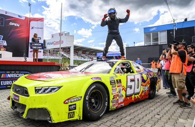 NASCAR, Motorsport, USA Euro Series, category EuroNASCAR V8GP, took place in Most, Czech Republic, on August 29, 2026. Winner Jordan O Brien from the USA of the Hendriks Motorsports team. (CTKxPhoto OndrejxHajek) CTKPhotoP2026082904059  CTKPhotoP2026082904059