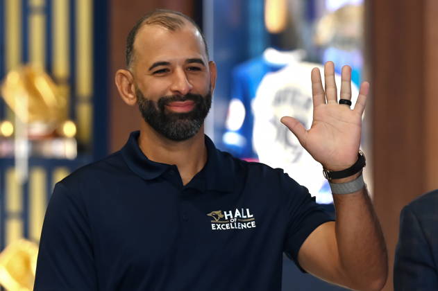 August 29, 2026, Toronto, On, CANADA: Former Toronto Blue Jays player Jose Bautista waits to cut the ribbon to open the team s new Hall of Excellence at Rogers Centre in Toronto on Saturday, Aug. 29, 2026. Canada News - August 29, 2026  - ZUMAc35_ 20260829_zaf_c35_016 Copyright: xJonxBlackerx